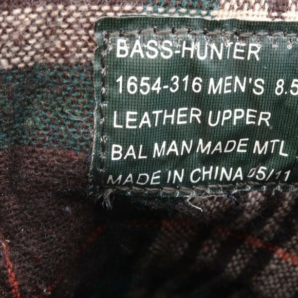 Bass Hunter Plaid Lined Leather Boots Mens Size 8.5 1654-316 main image 11